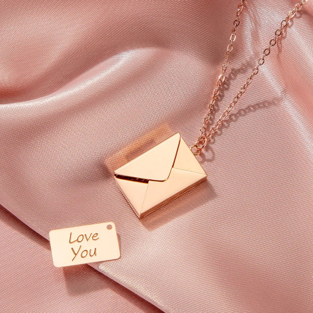 Secret envelope necklace with a hidden love message 