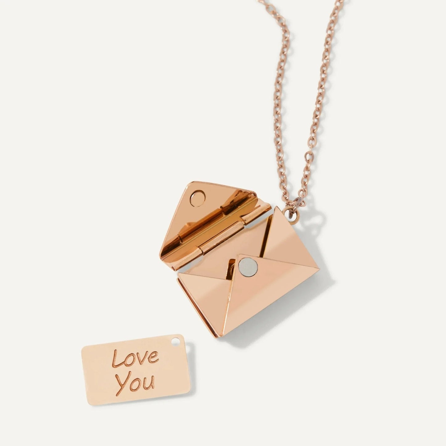 Secret envelope necklace with a hidden love message 