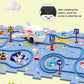 Educational circuit puzzle with electric vehicles 