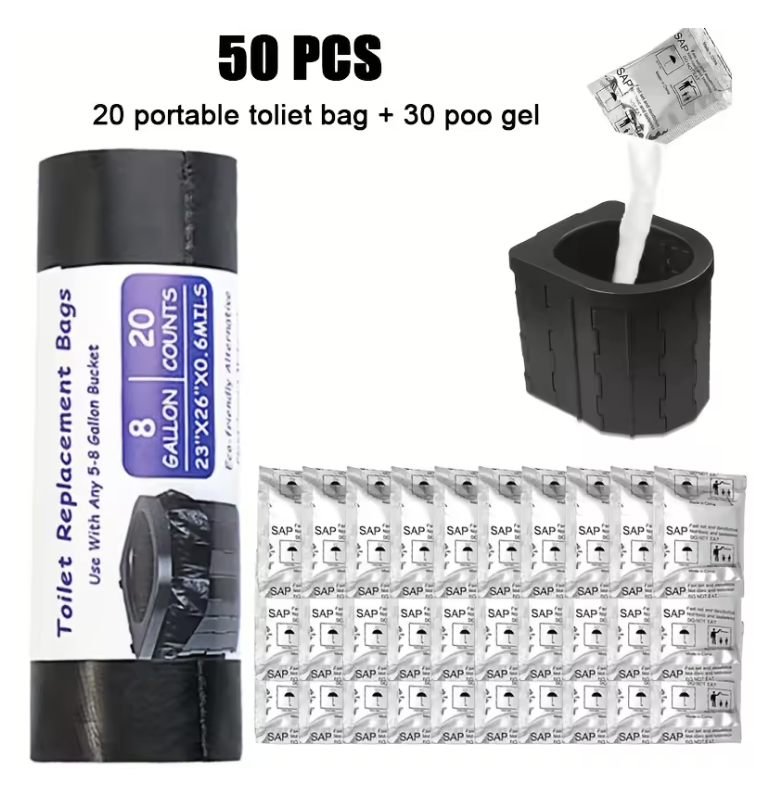 Kit Recharge Toilettes Portables — 20 Sacs + 30 Gels Absorbants