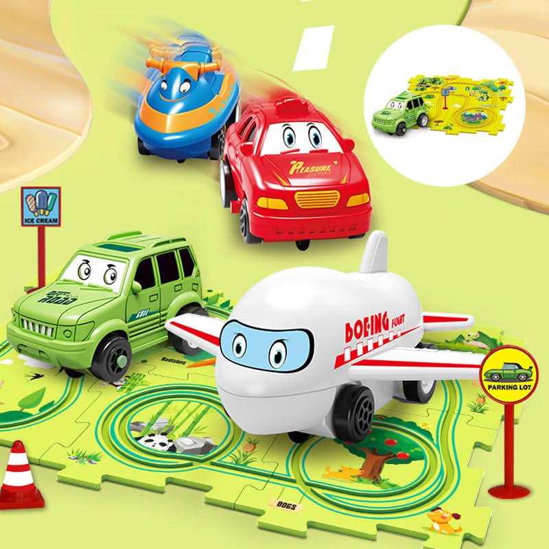 Educatieve circuitpuzzel met elektrische voertuigen 