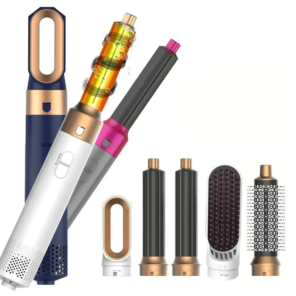 Style, straighten, and dry with a single 5-in-1 device 